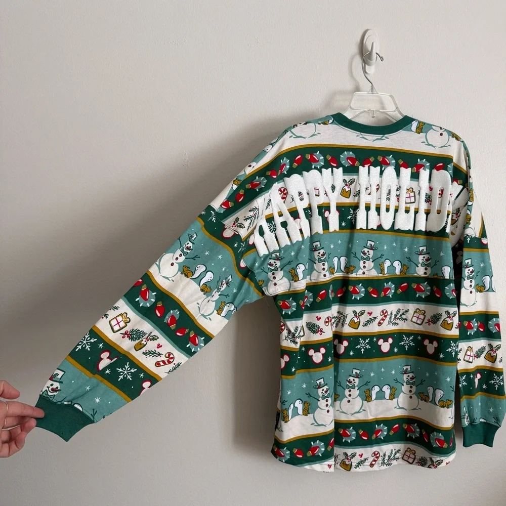 NWOT Disney Spirit Jersey Happy Holidays Long Sleeve Festive Shirt Medium - Picture 7 of 10